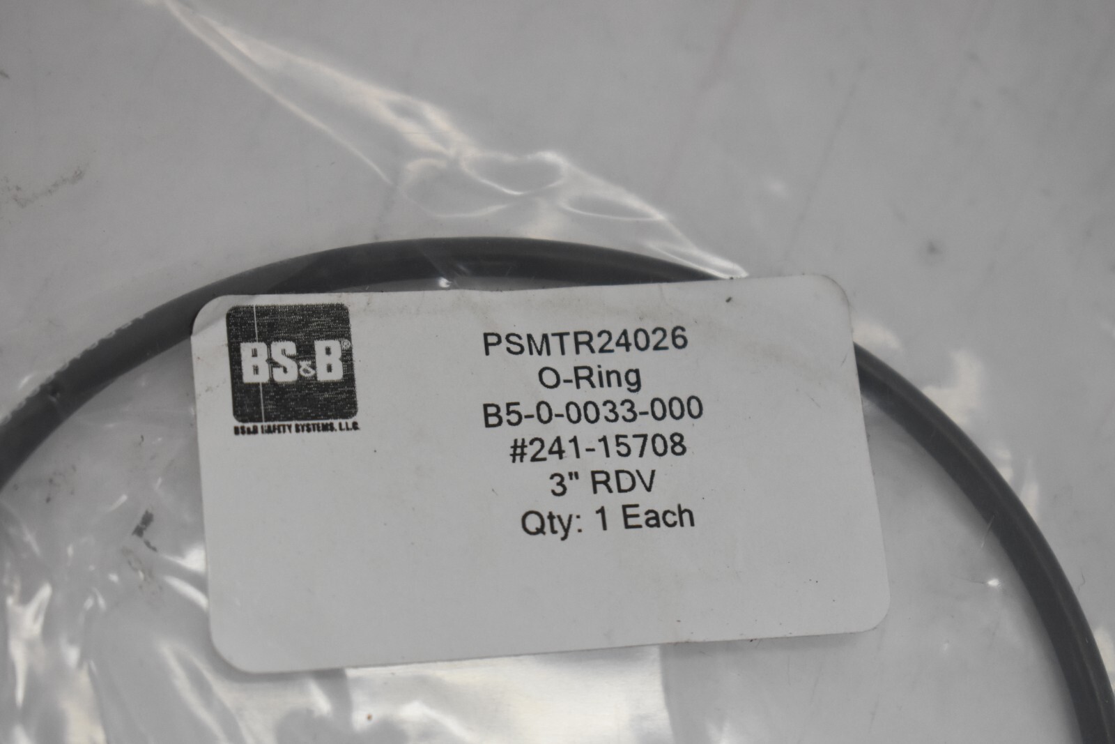 BS & B PSMTR24026 O-Ring B5-0-0033-000 241-15708 3″ & 4″ RDV Rubber Black O-Ring