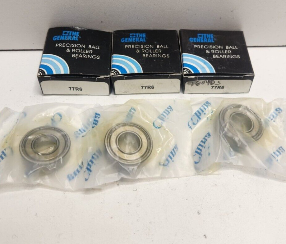 LOT OF 3 NEW IN BOX! GENERAL BEARING 3/8″ ID X 7/8″ OD BEARINGS 77R6