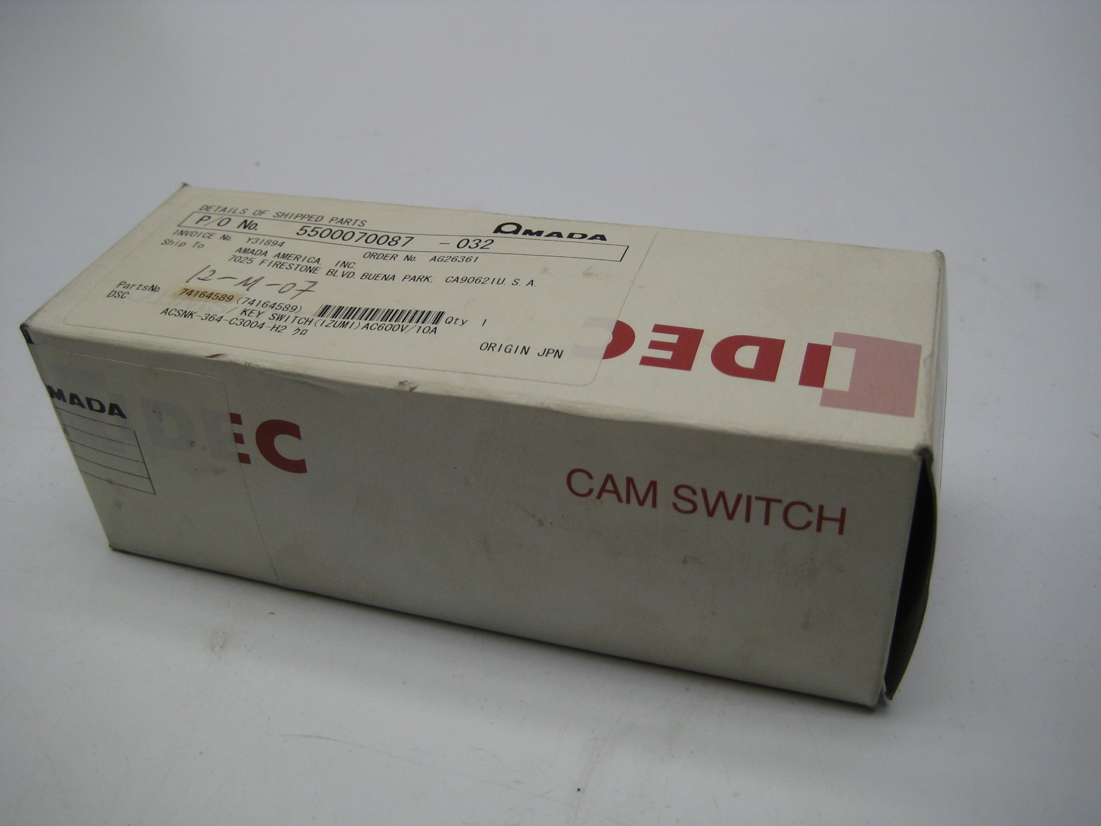 AMADA AMERICA INC 74164589 KEY SWITCH NSMP