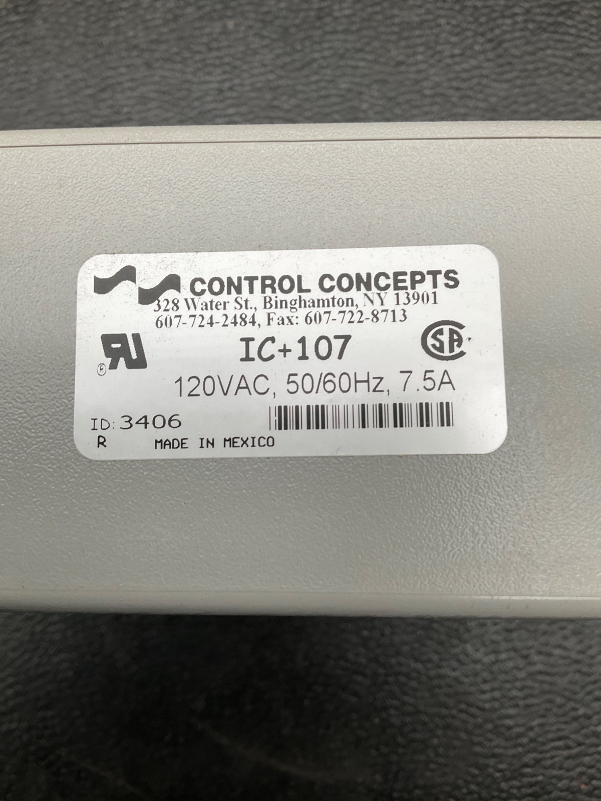 CONTROL CONCEPTS IC+107 Islatrol Active Tracking Filter 120VAC 7.5A USED