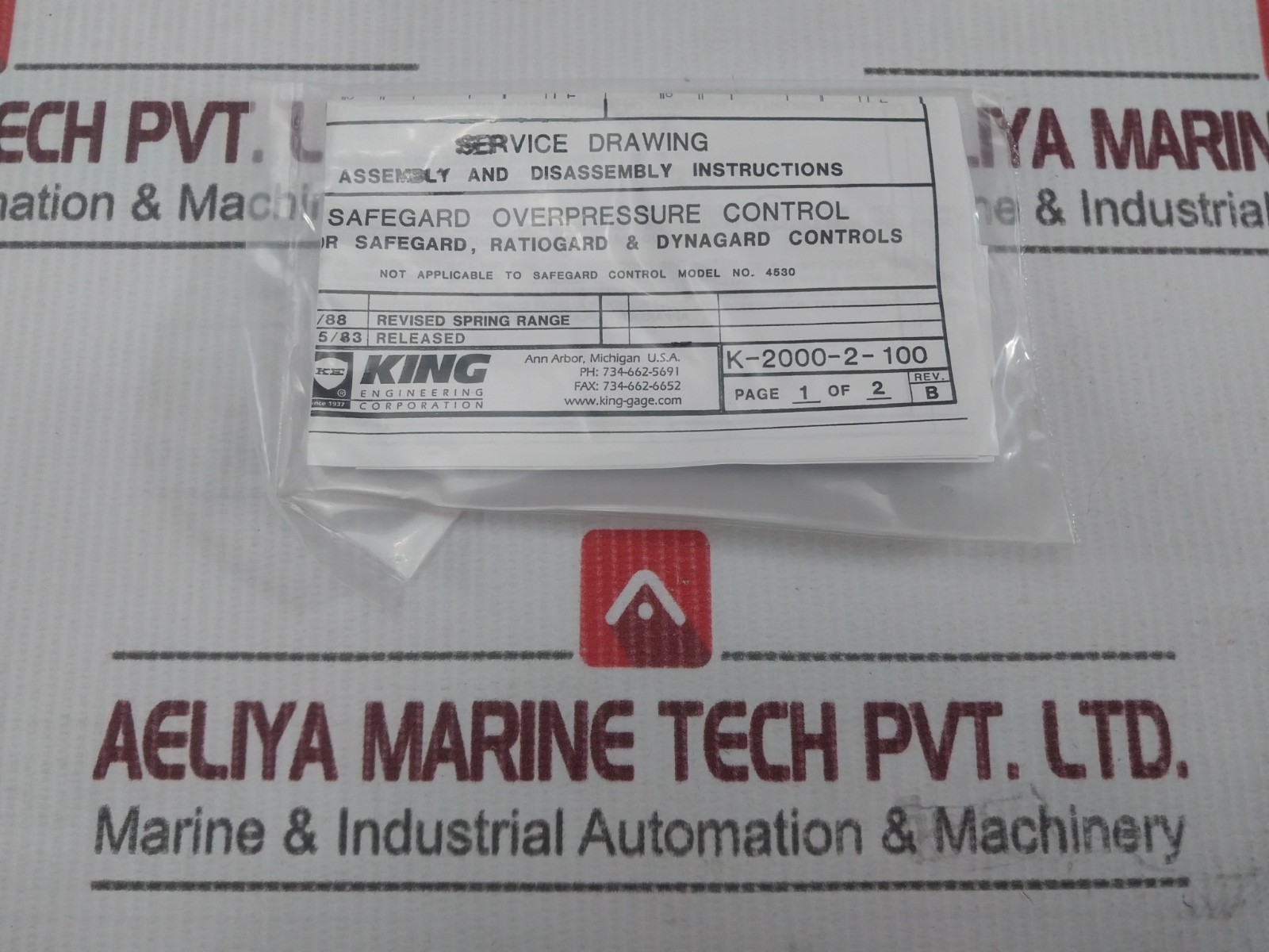 KING ENGINEERING 7334-2 Safe Guard Service Kit REV:B