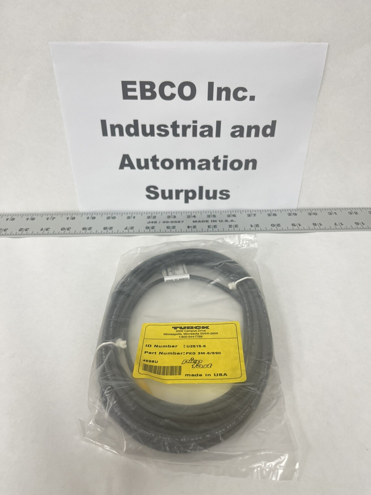 TURCK SINGLE ENDED CORDSET PKG 3M-6/S90 (U2515-6)