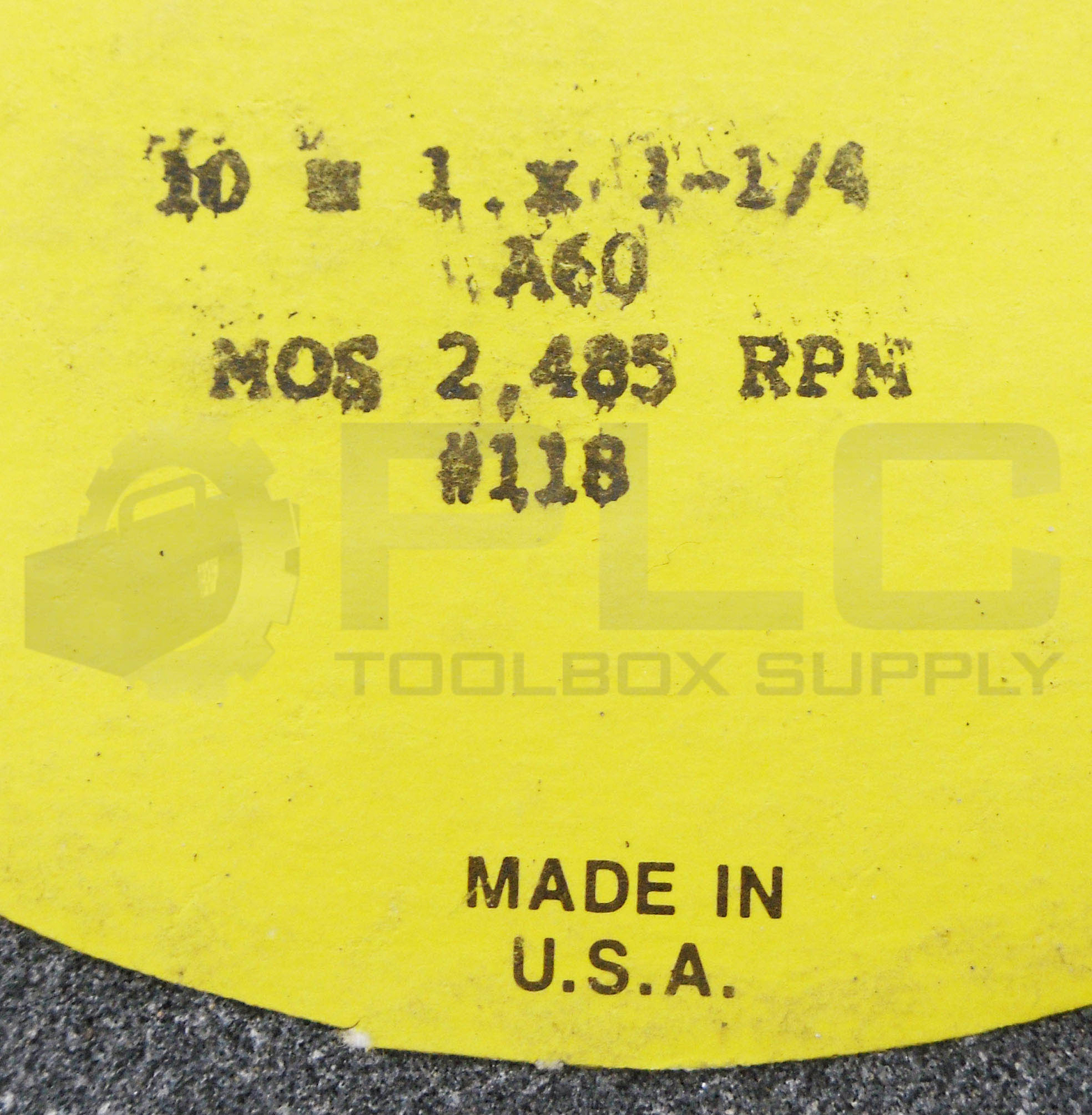 NEW MILL GRIND ABRASIVES #118 GRINDING WHEEL 10 X 1 X 1-1/4 2485RPM