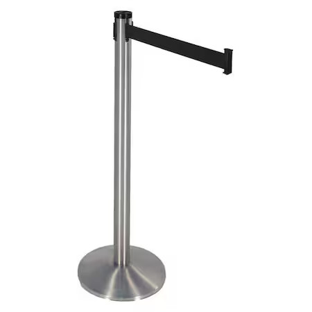 Retracta-Belt 300Ss-Bk Barrier Post With Belt, Satin Stainless Steel, 10 Ft