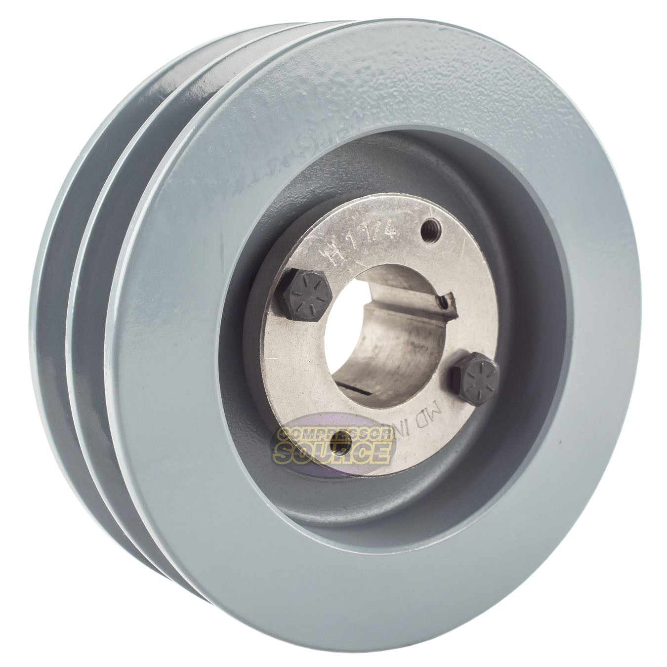 Cast Iron 5.5″ Dual Groove Pulley Belt B Section 5L with 1-1/4″ Sheave Bushing