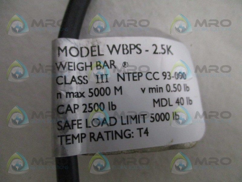 WEIGH-TRONIX WBPS-2.5K 46789-0125 SAFELOAD LIMIT 5000LB NSNP