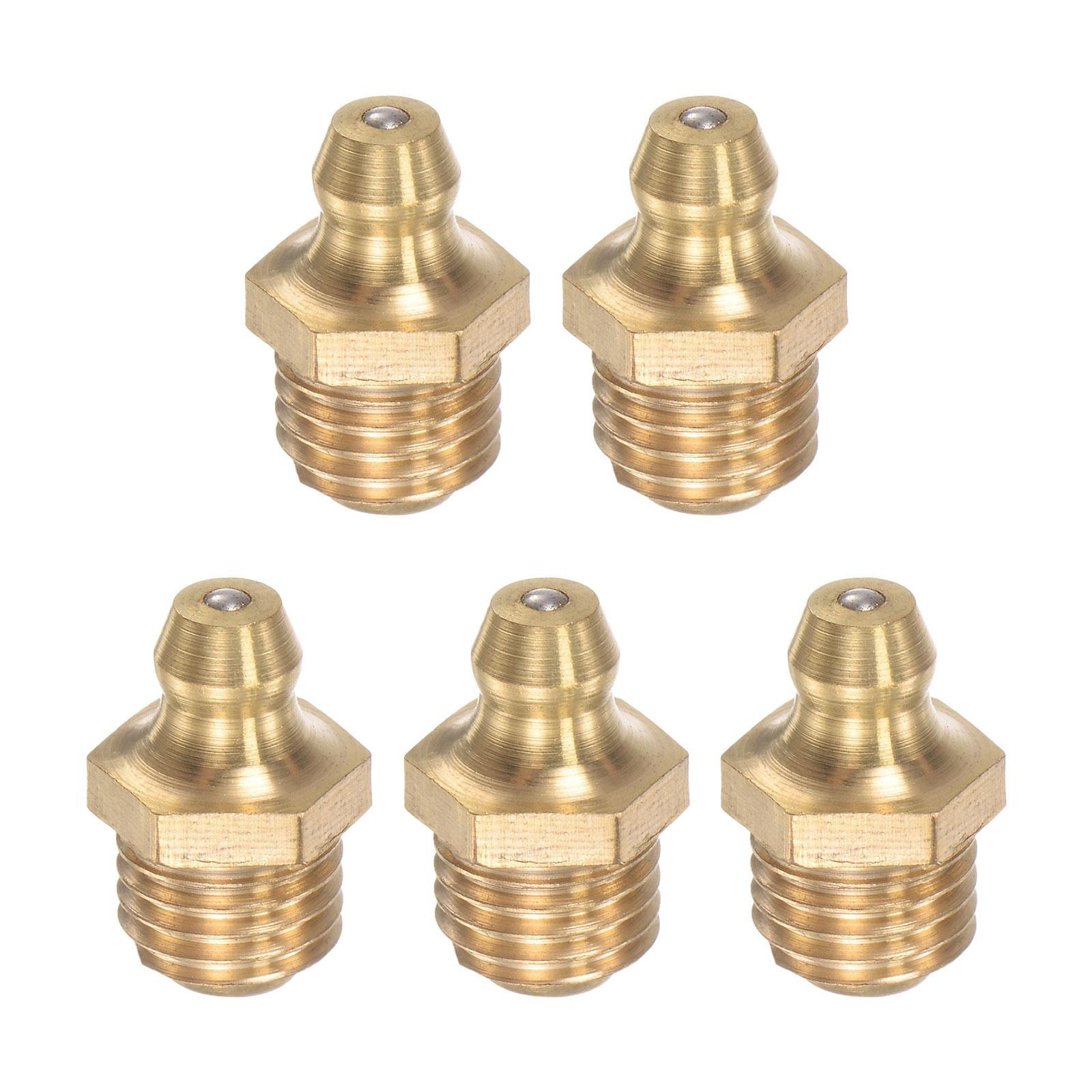 5Pcs Brass Straight Hydraulic Grease Fitting Accessories M10 x 1.25mm Thread