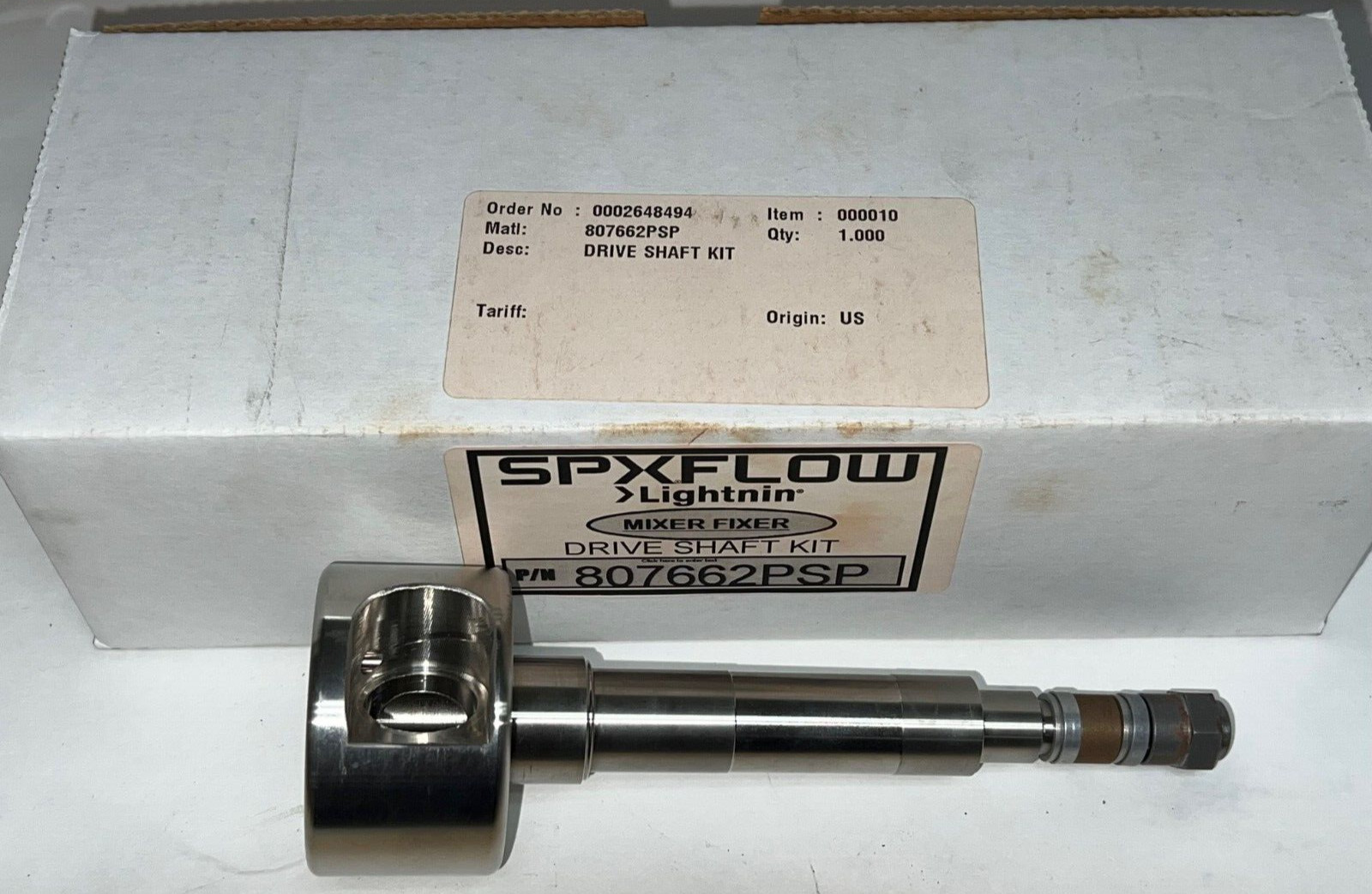 SPX FLOW LIGHTNIN DRIVE SHAFT KIT 807662PSP 2-7/8″ HEAD OD 6″ SHAFT L 7-1/2″ OAL