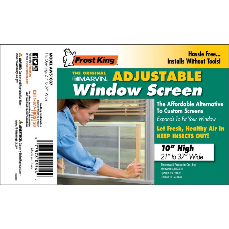 Frost King® AWS1037/6W W.B. Marvin Adjustable Window Screen, 10″ High