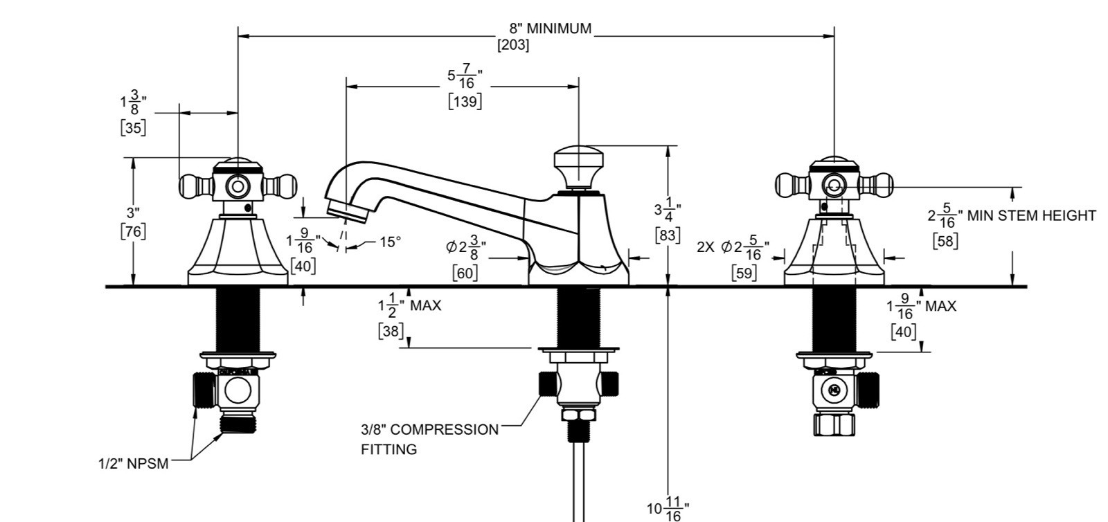 Huntington Brass Remington 8″ Widespread Bathroom Sink Faucet 1.2 GPM