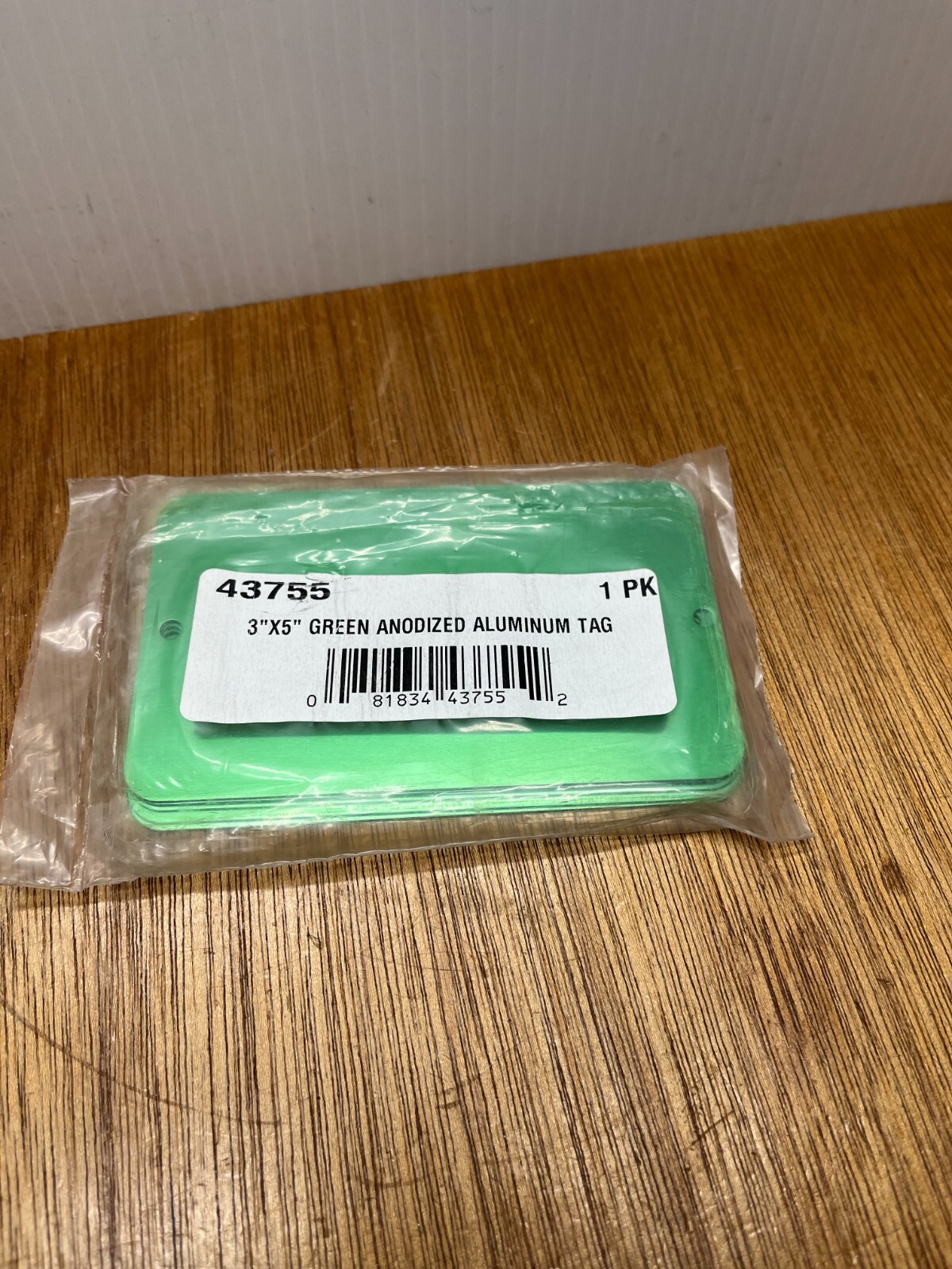 (Qty.5) 3″ X 5″ Green Anodized Aluminum Tag .040″ Thickness, 3/16″ Holes USA