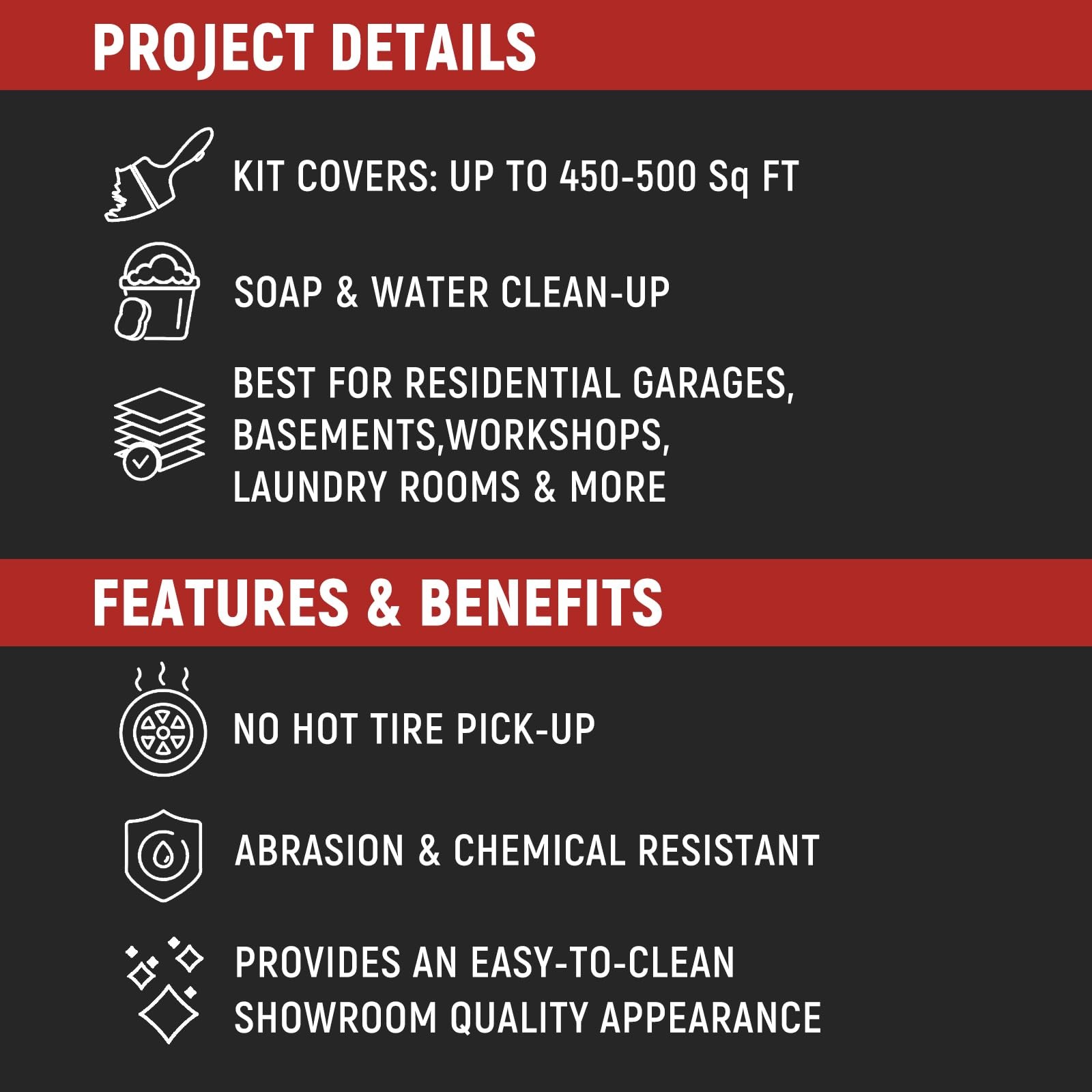 Professional Epoxy Floor Paint Kit (1 Gallon) -Red Acrylic Concrete Coating f…