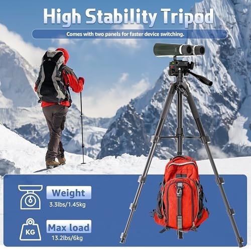 Lusweimi Binocular Tripod 72In Spotting Scope Stand W/ Phone Holder Carry Bag