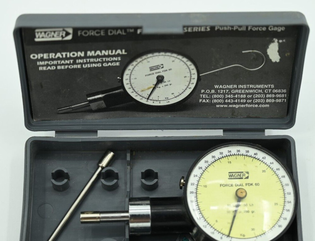 Wagner Instruments Push Force Dial  60 lb x .50 lb FDK 60 with Case