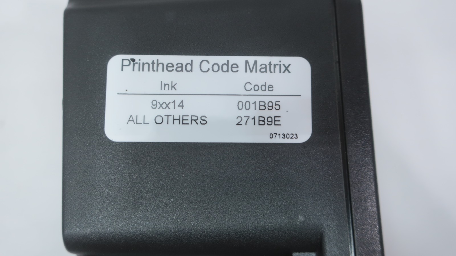 Markem Imaje 001B95-271B9E Printhead Code Matrix