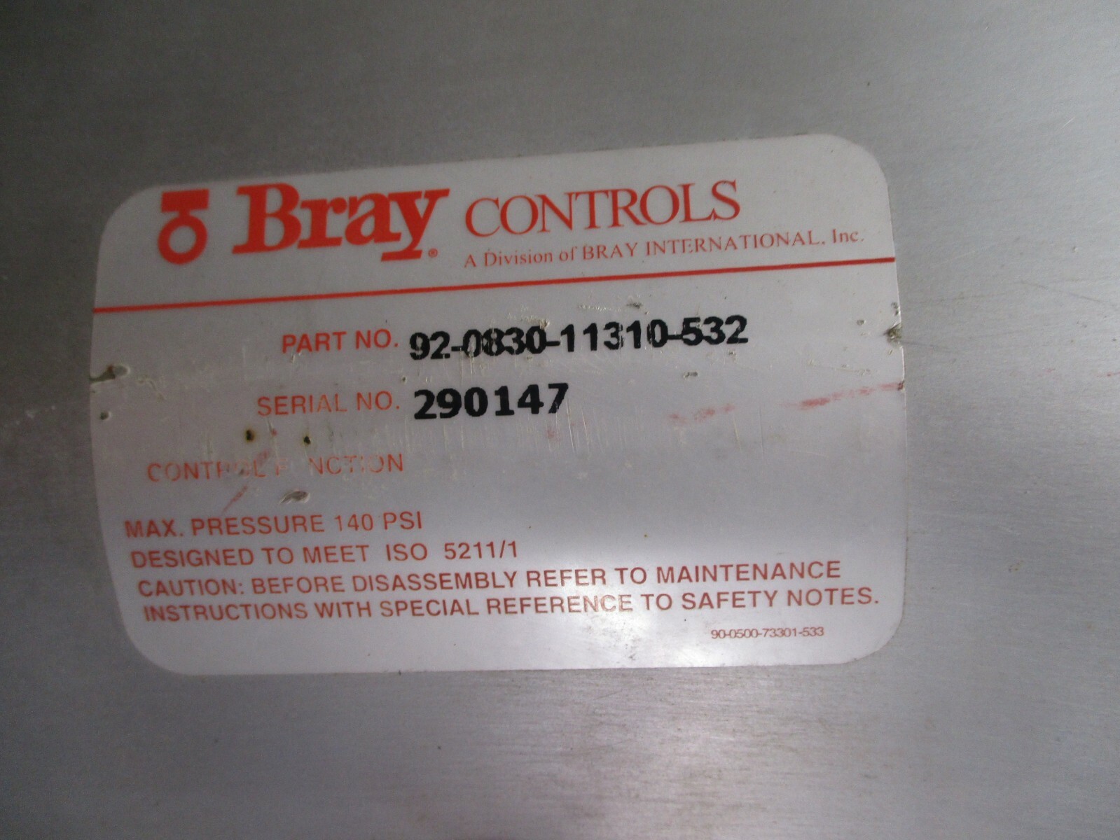 Bray Controls 92-0830-11310-532
