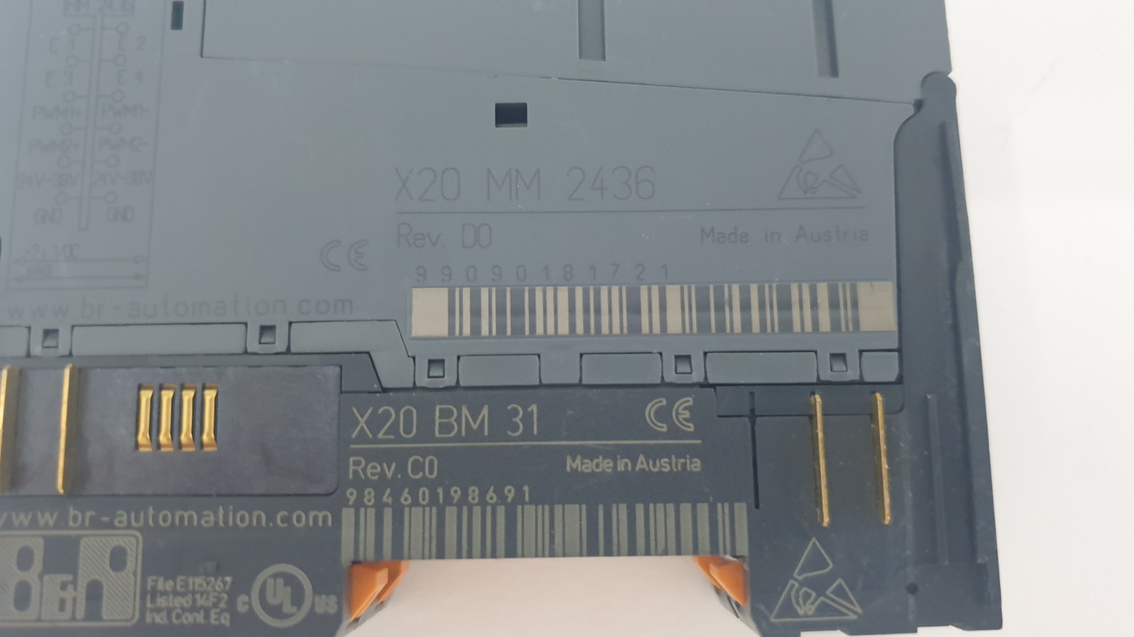 B&R X20 MM2436 Module with X20 BM31 Base – Rev. D0 / C0 – Used