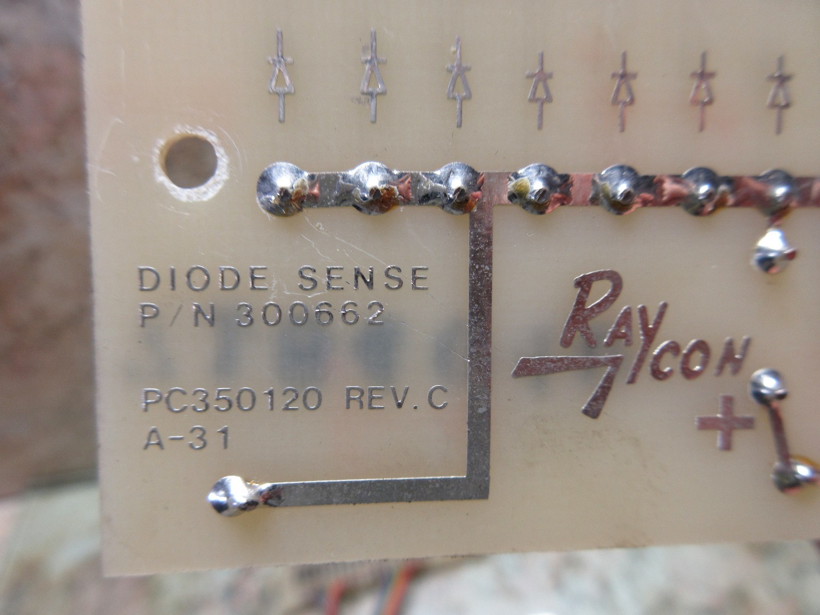 RAYCON PINNACLE DIODE SENSE P/N 300662 PC350120 REV.C A-31 CNC EDM