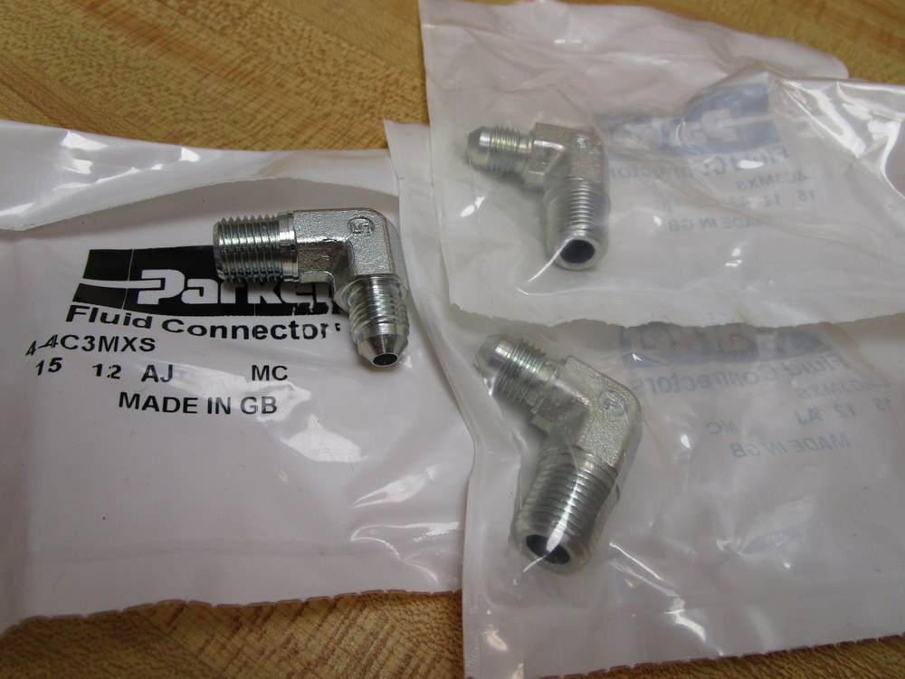 Parker 4-4C3MXS 1/4″ Male Elbow 44C3MXS (Pack of 3)