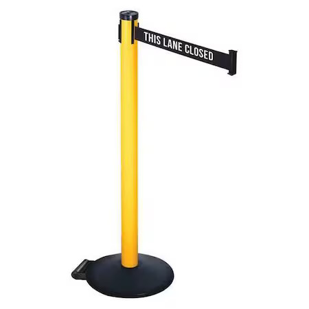 RETRACTA-BELT 305PYW-TLC Barrier Post with Belt, Black, 10 ft Length, 40 in