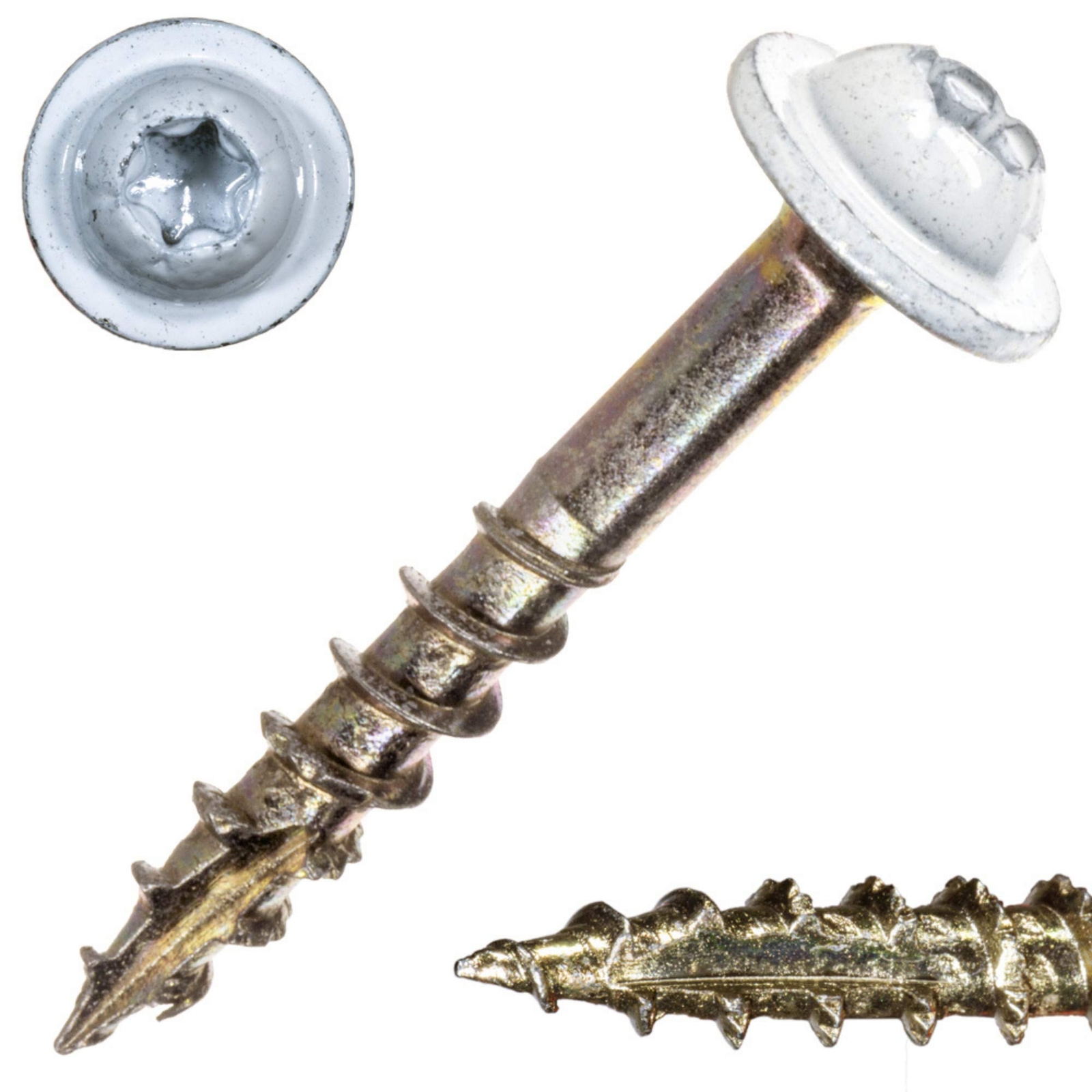 #9 x 1-1/4″ Saberdrive White Cabinet Screws 1 LB, Approx. 163 Pieces, Durable