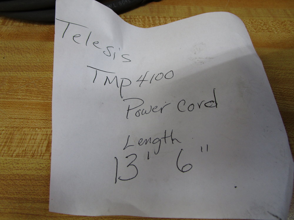 Telesis TMP4100 Pin Stamp Marking Head Power Cord Only