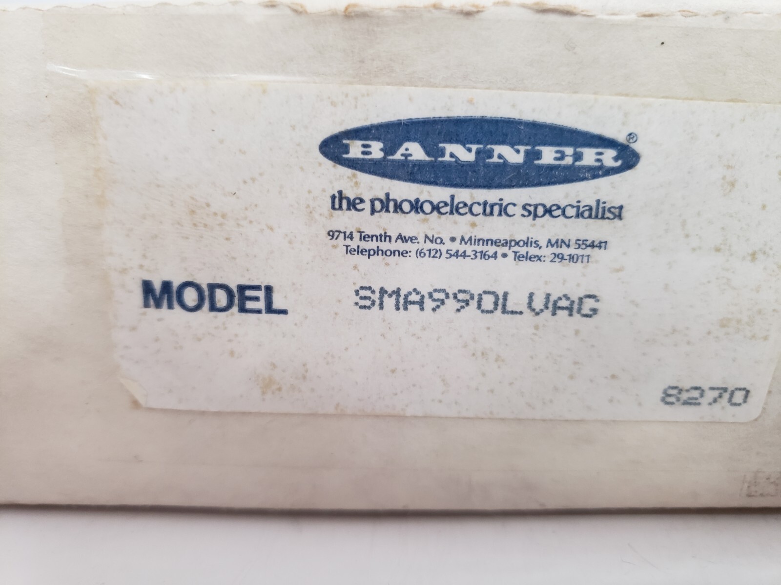 BANNER ENGINEERING SMA990LVAG PHOTOELECTRIC SENSOR 10-250V AC/DC NIB