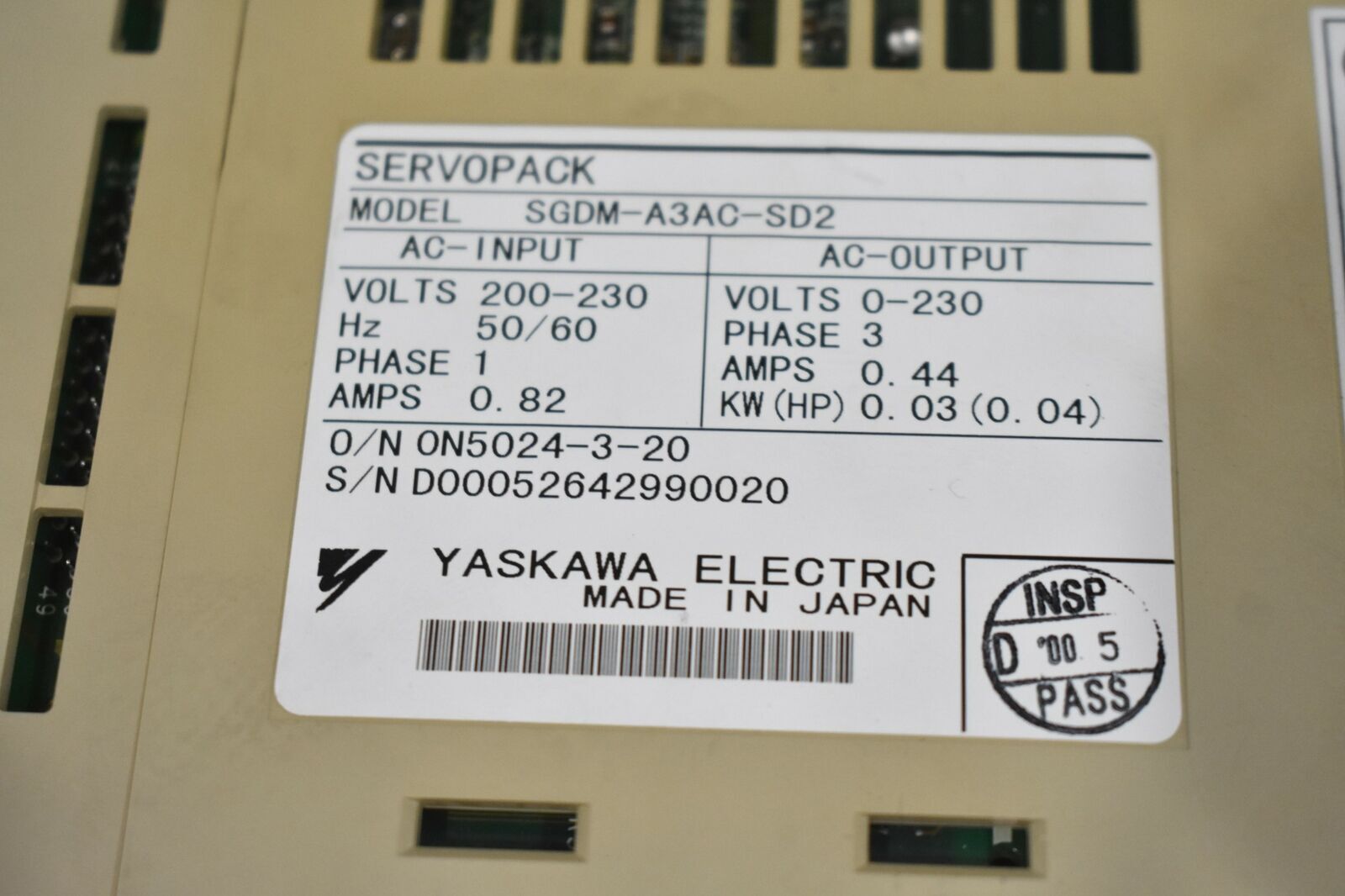 YASKAWA JUSP-R44AA-SD7