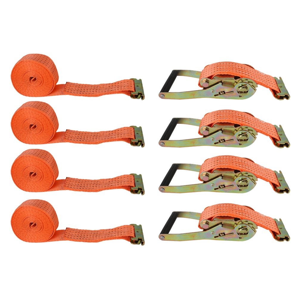 USA 4PCS 15′ E Track Ratchet Tie Down Strap Truck Enclosed Cargo Van Straps