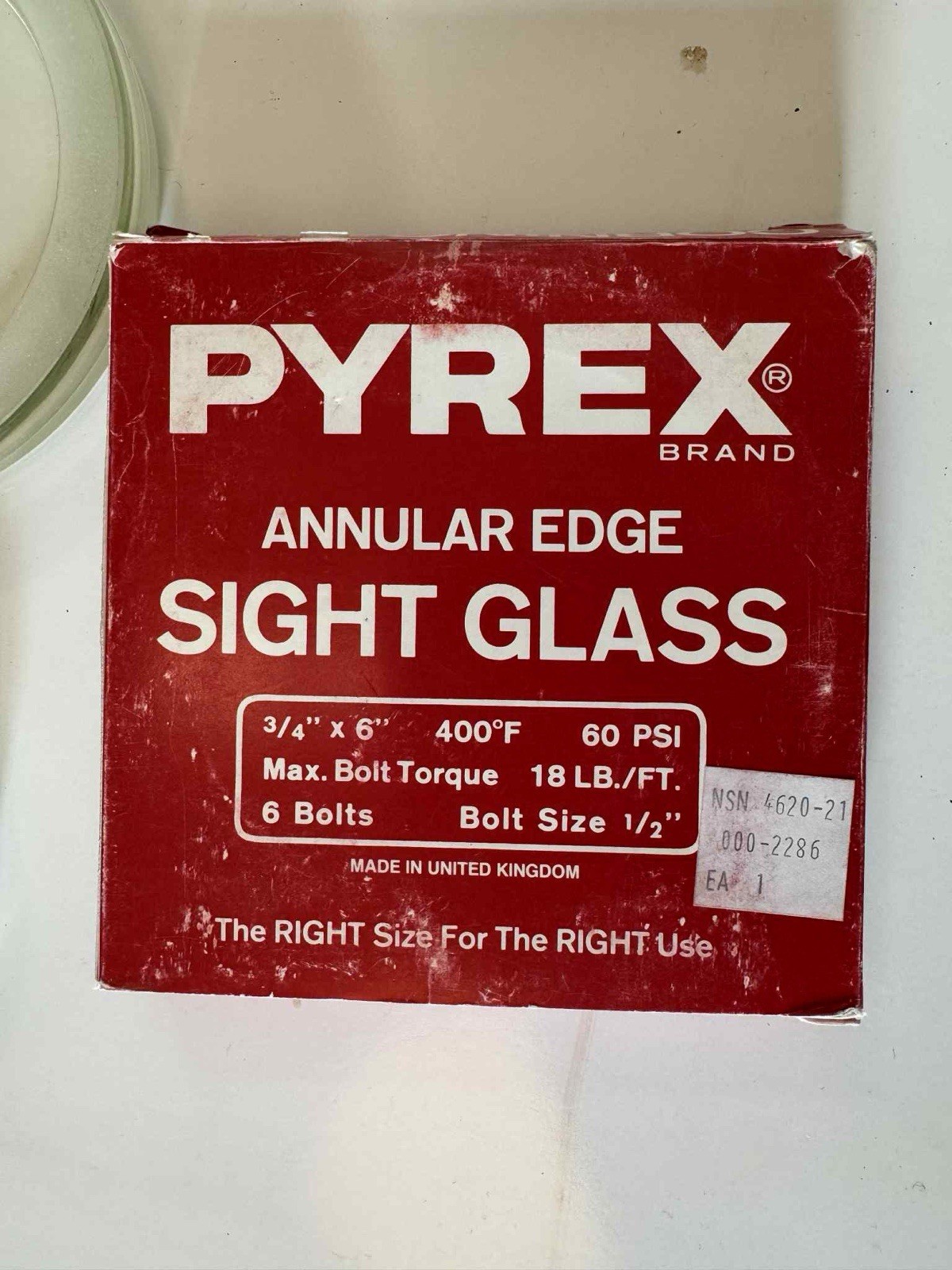 PYREX Annular Edge Sight Glass 3/4” x 6” Corning 400°F 60 PSI (Set of 2)