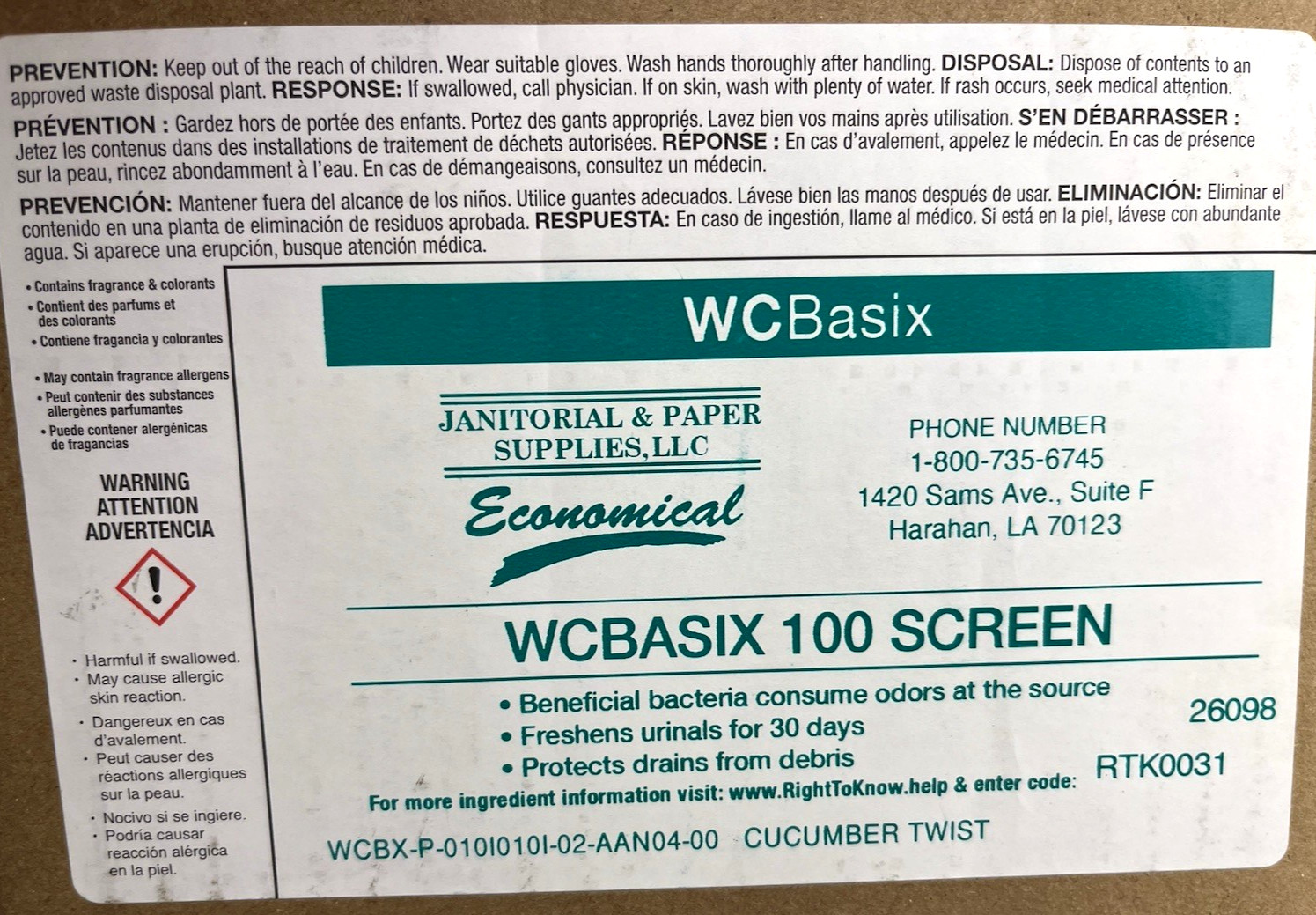 New 10-Pack Economical Urinal Screen Cucumber Twist Protects drains WCBASIX