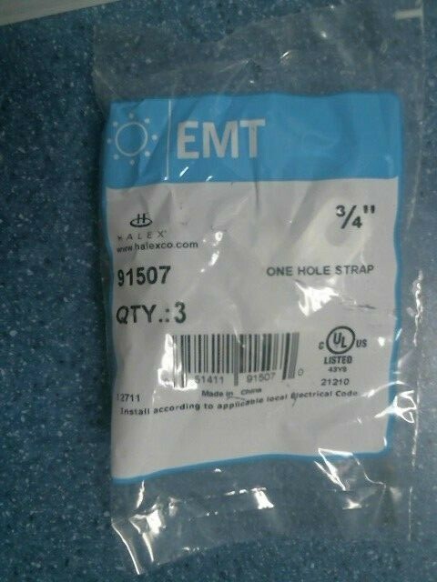 Halex EMT 91507, 3/4″ One Hole Strap, Pack of 3, FREE SHIPPING