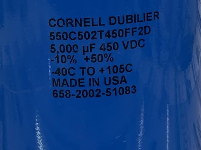 (Lot of 5) Cornell Dubilier 5000uF Capacitor – 550C502T450FF2D w/Warranty
