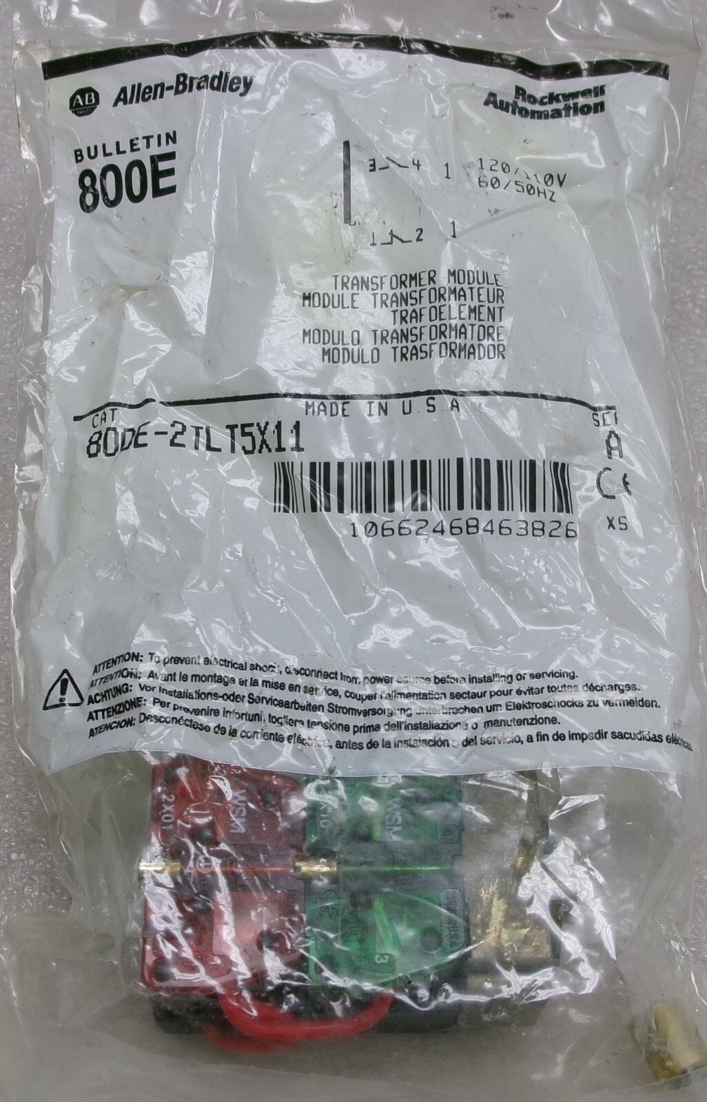 Allen Bradley 800E Transformer Module with lluminated Extended Push Button #686G