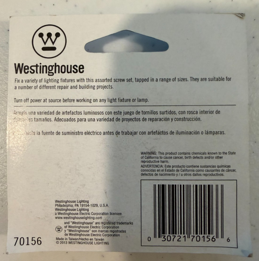 WESTINGHOUSE 70156 Assorted Lamp Screws 13 8-32 New FREE SHIPPING