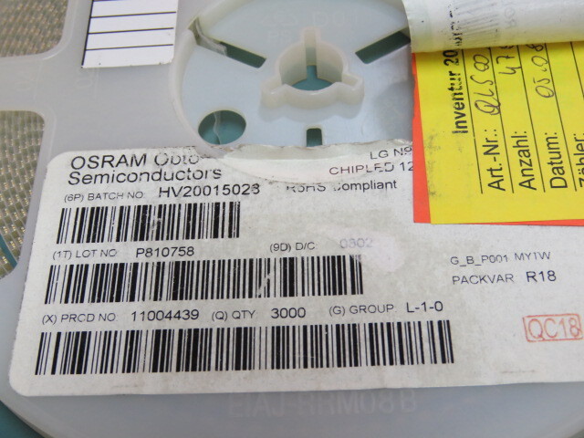 OSRAM HV20015023 Qty of 4723 per Lot LED GN SMD2