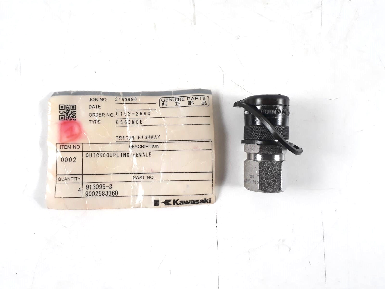 Quick Coupling-Female 913095-3 9002583360 For Kawasaki 8S60MCE Genuine Parts