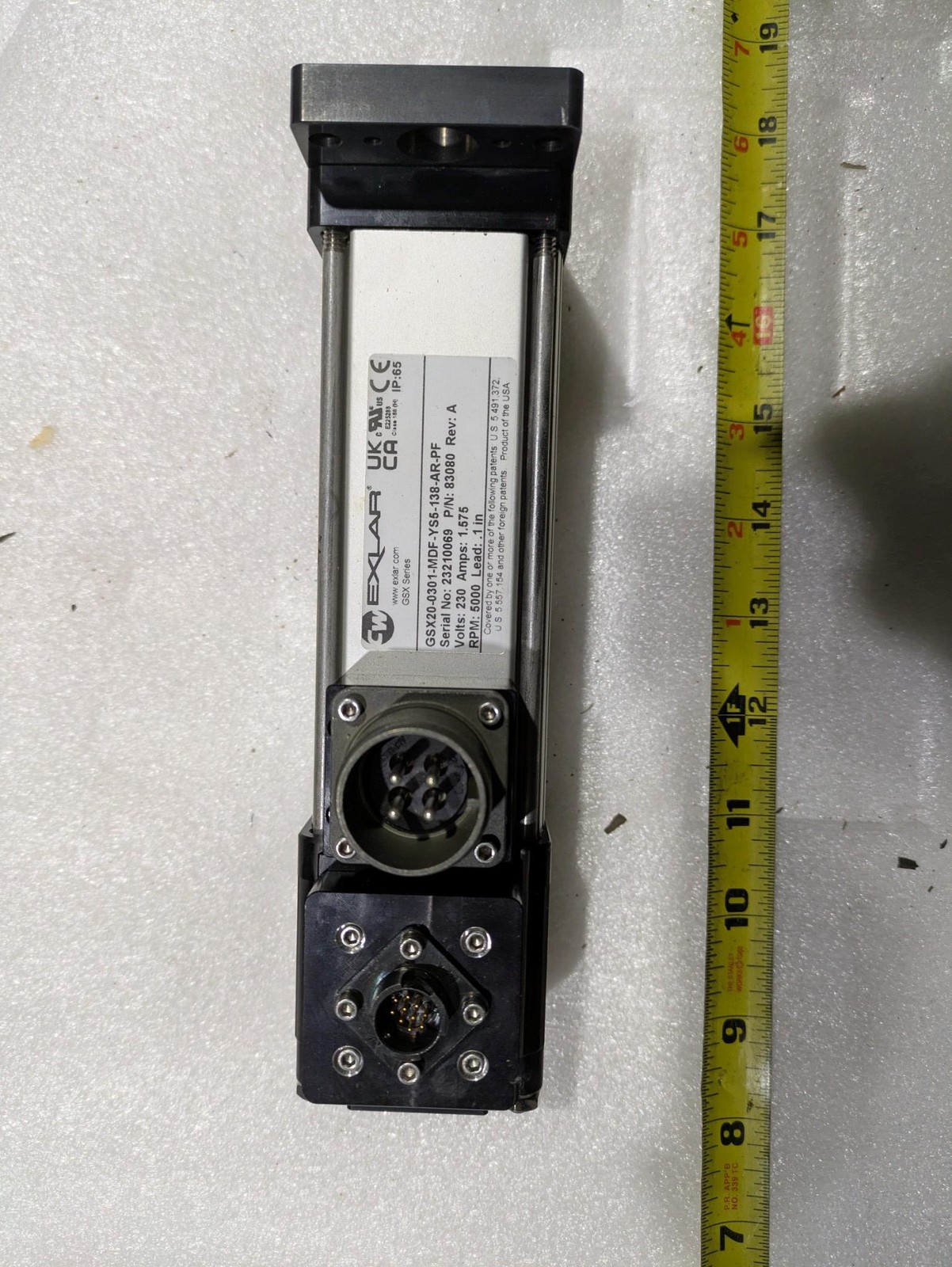CW EXLAR GSX SERIES GSX20-0301-MDF-YS5-138-AR-PF 8.080 REV A 230V 1.575A 5000RPM