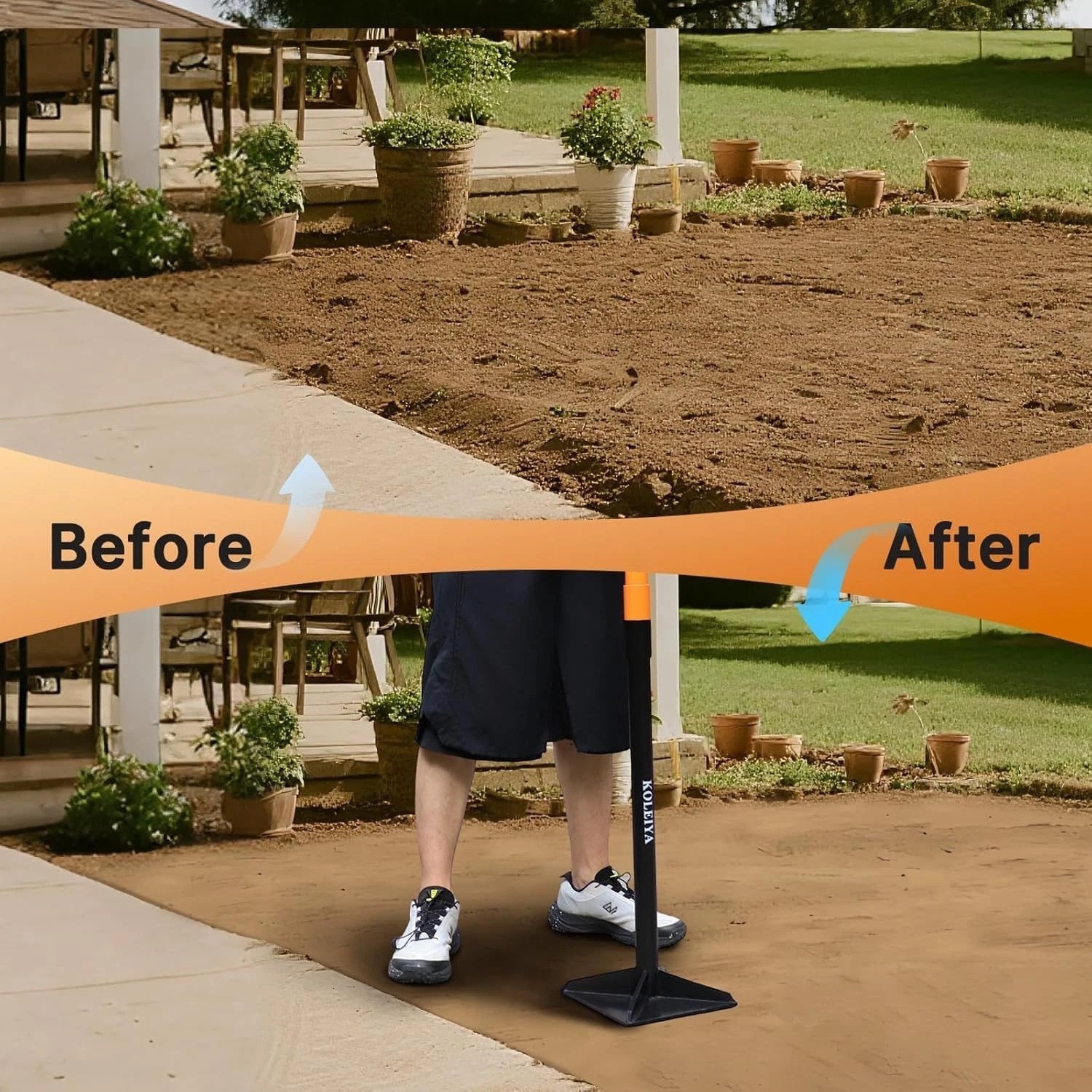 48 Inch Steel Hand Tamper Tool, 8×8 Inch Heavy Duty Ground Tamper and Soil Co…