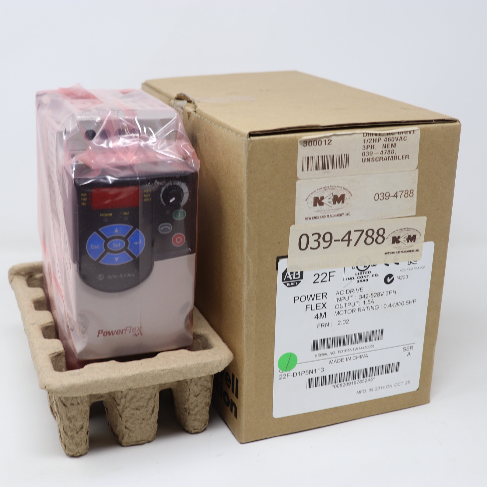 Allen-Bradley AB 22F-D1P5N113 /A PowerFlex 4M Drive 380-480V 3PH 1.5A 0.5HP