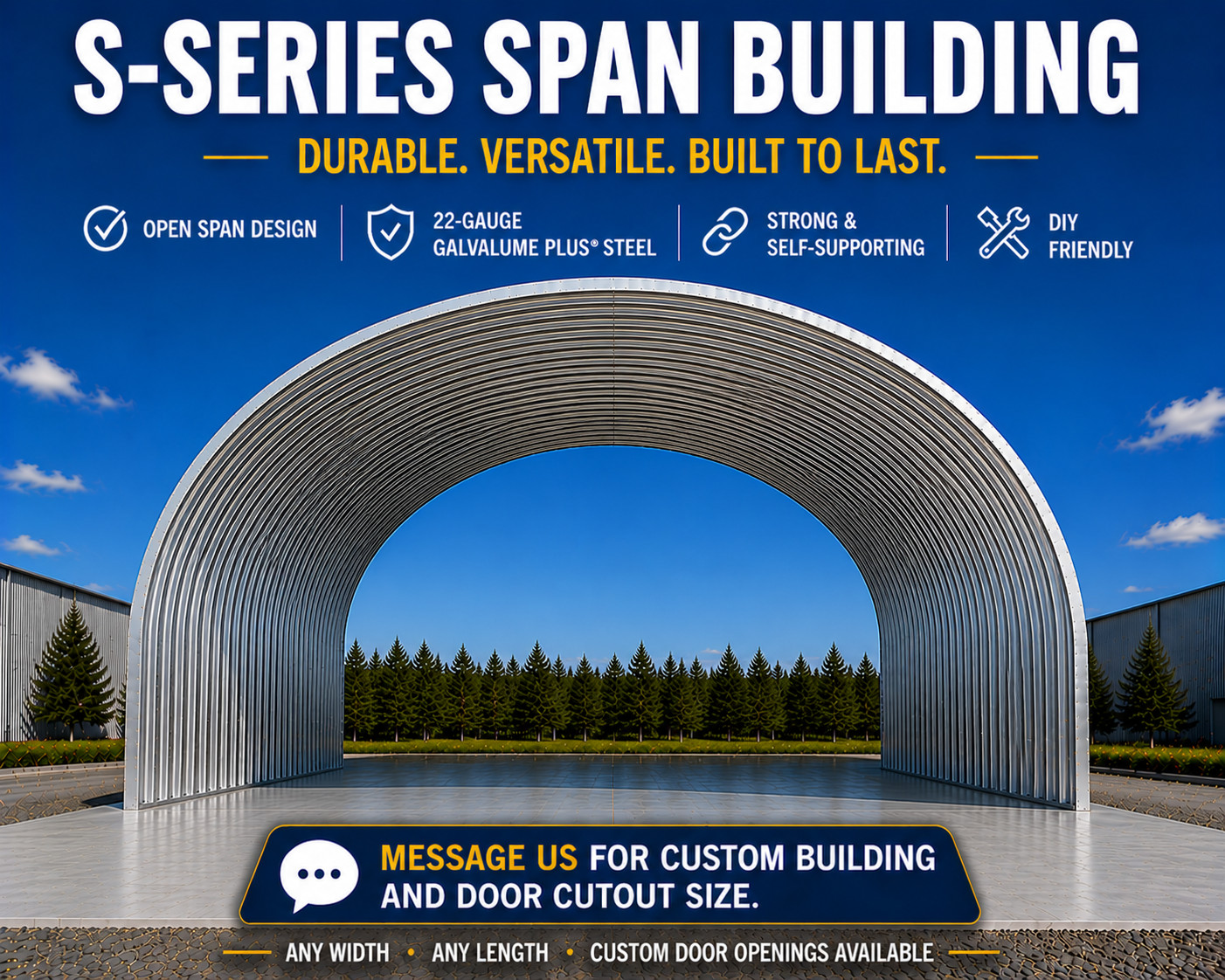 DuroSPAN S-Model 40x30x16 Steel Arch Building | Clear Span | Open Ends DIY