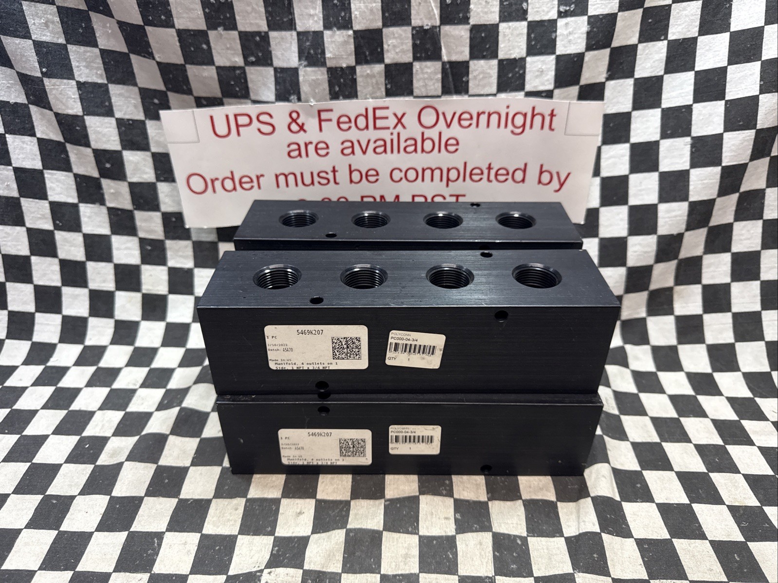 x4 Polyconn PC000-04-3/4, 5469K207, Aluminum Air Manifold 1″ FNPT X 3/4″ FNPT