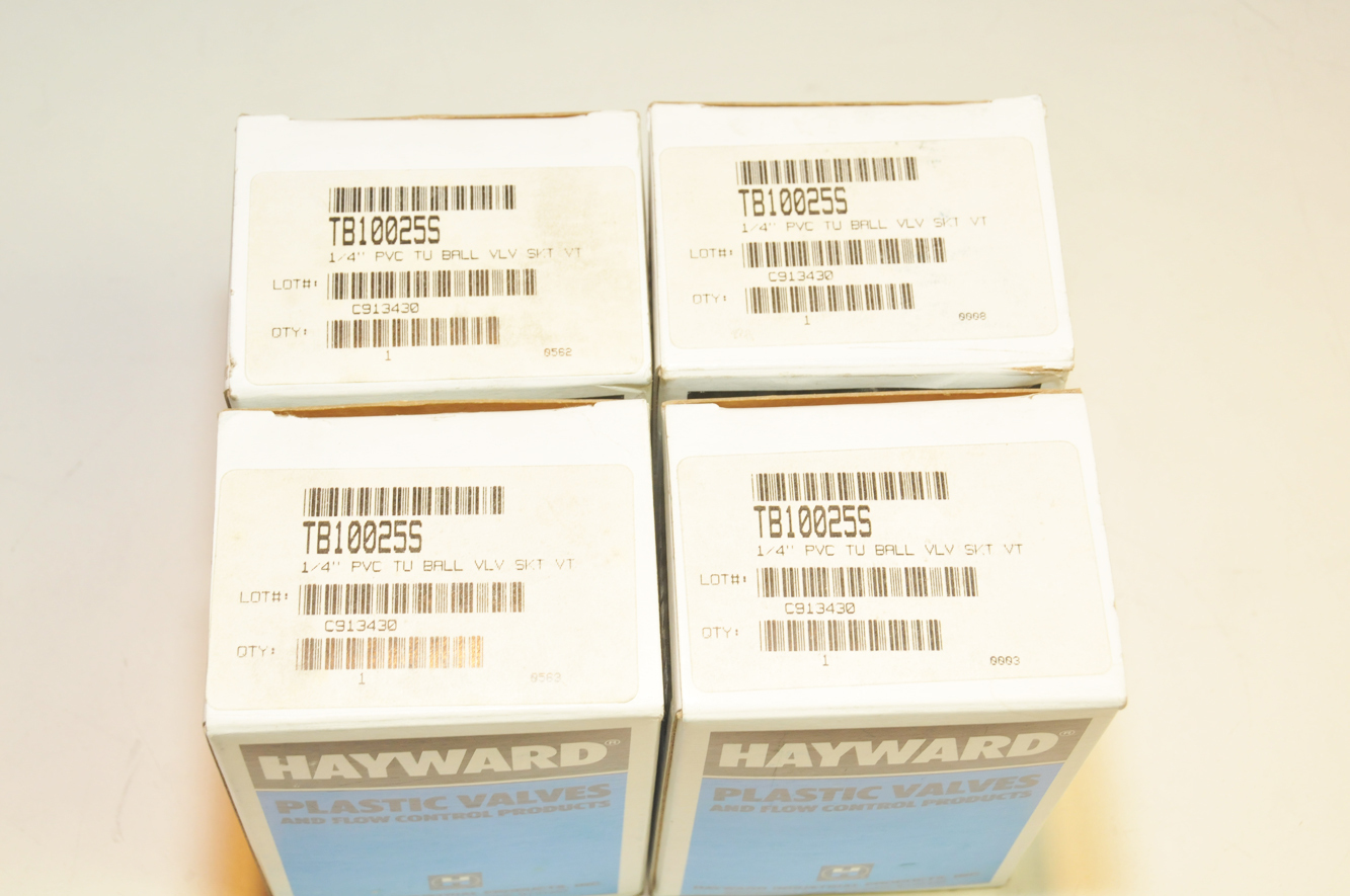 4pcs Hayward TB10025S 1/4″ Socket True Union Ball Valves w/ Viton Seals