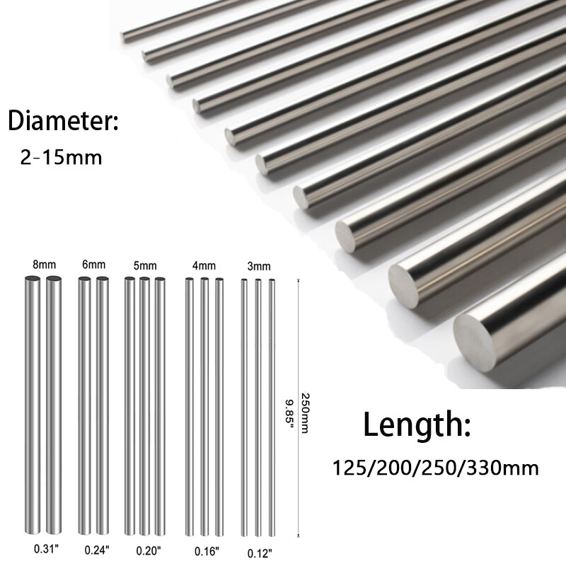 Stainlesss Steel Solids Round Bar Rod Shaft Milling-125-330mm Long-Multi Sizes