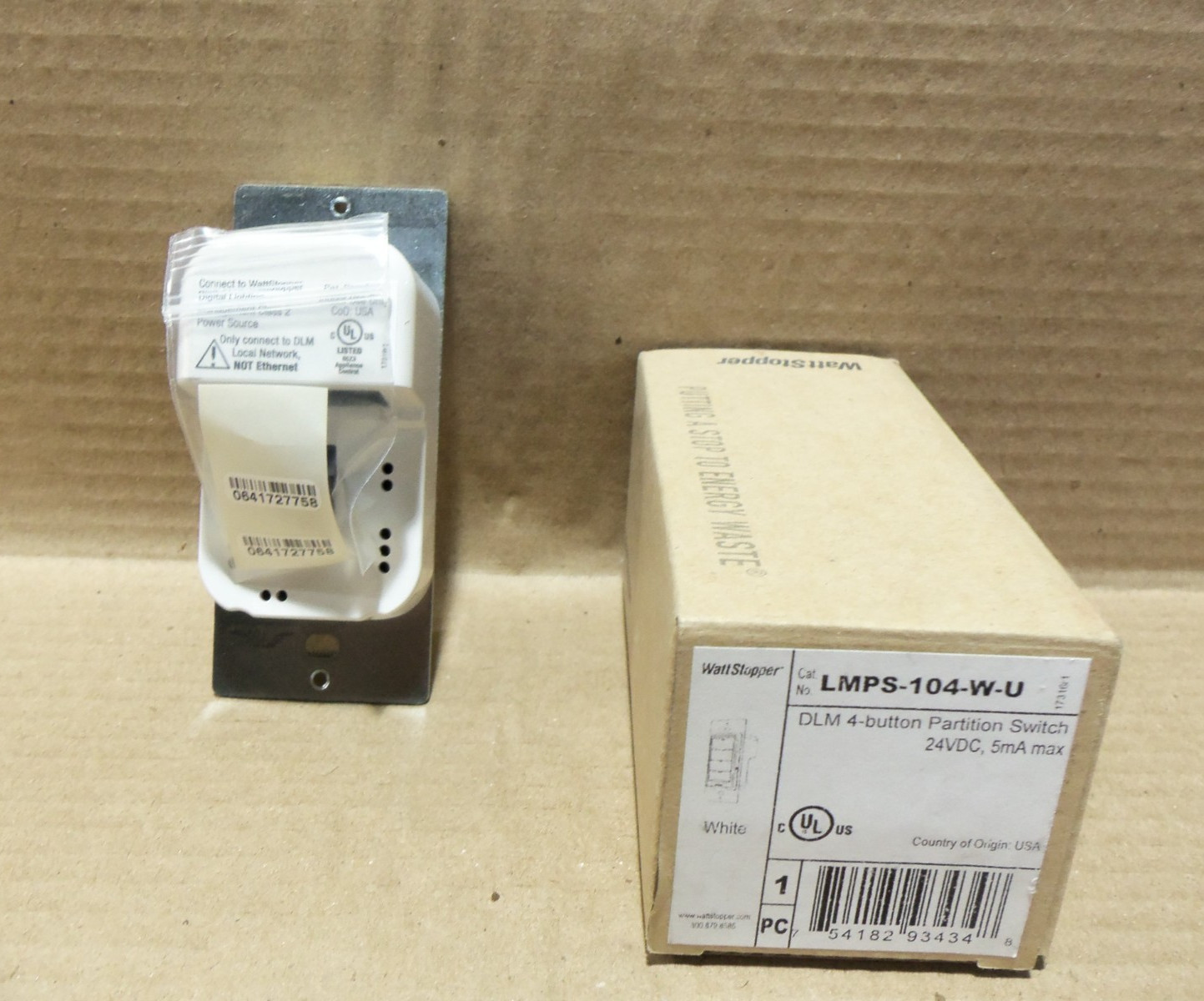 New Lutron LMPS-104-W-U DLM 4 Button Partition Switch 24Vdc 5mA Max