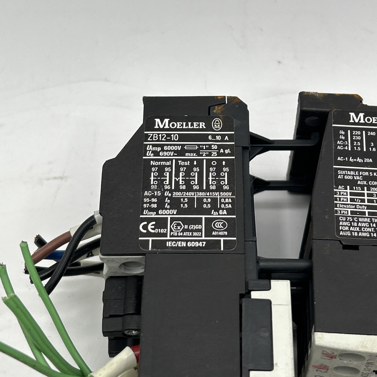 Lot Of 2 Sets Of MOELLER DILMC9 ZB12-10 CONTACTOR RELAY AUX BLOCK ASSEMBLY