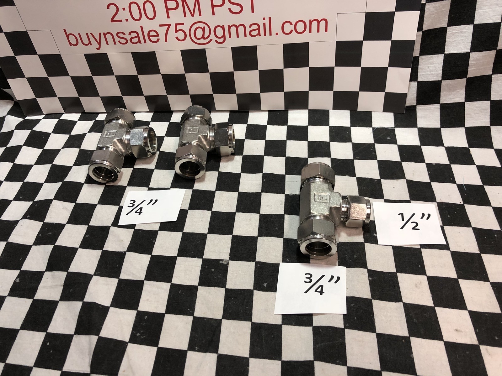 LOT OF 3 PARKER TEE UNION 1/2″ & 3/4″, 8-8-8 JLZ-SS & 12-12-8 JLZ-SS, #1622C4