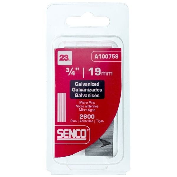 Senco Cz11eaar Collated Pin Nail, 3/4 In L, 23 Ga, Galvanized, Headless Head,