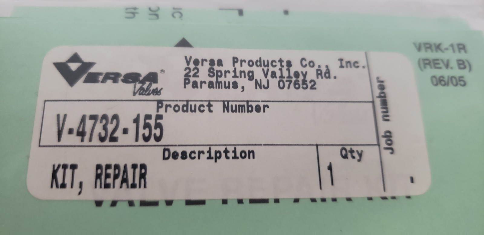 VERSA V-4732-155 UNIVERSAL VALVE REPAIR KIT, NIB