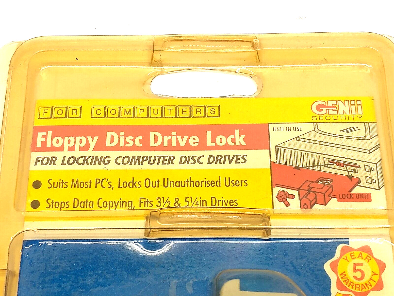 GENii Security H55085 Floppy Disc Drive Lock, Fits 3-1/2″ & 5-1/4″ Drives